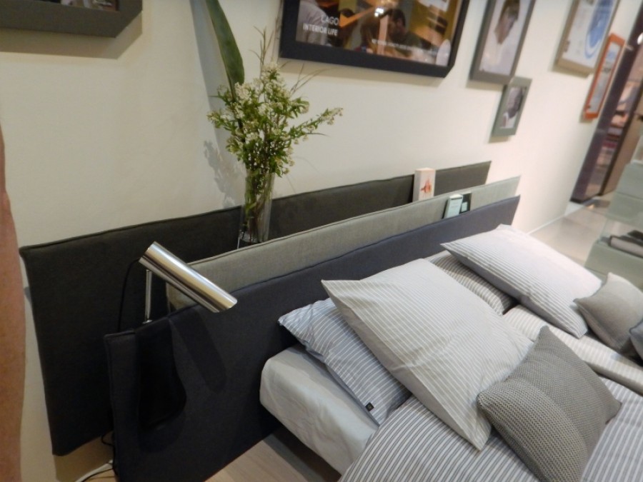 Letto imbottito  multitasking  con spazi per conservare i tuoi oggetti. novita' per camere da letto . mobili parma ilma