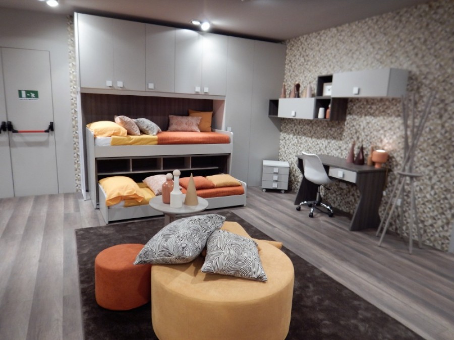 Camera per ragazzi con letto multifunzione -  stanza per studio e dormire- soluzioni per piccoli spazi - arredo mobili ILMA  parma e piacenza