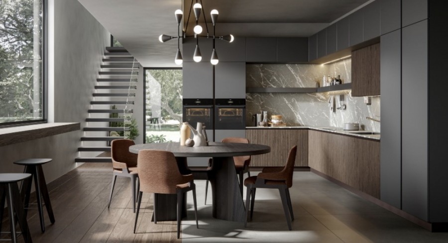 OGGI VI MOSTRIAMO QUESTA BELLISSIMA CUCINA MODERNA AD ANGOLO CON SCHIENALE IN MARMO